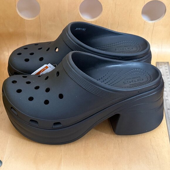 NWT CROCS Black Siren Clog Shoes High Platform Women's Size 10 New - Picture 1 of 16